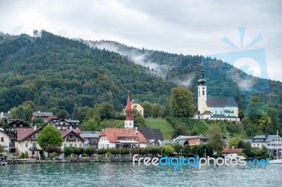 View Of Attersee From Lake Attersee Stock Photo