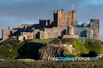 View Of Bamburgh Castle Stock Photo