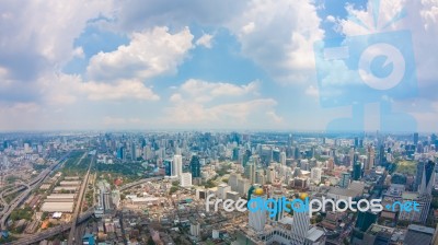 View Of Bangkok City With Clouds Stock Photo