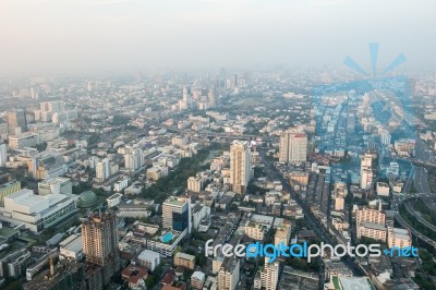 View Of Bangkok Cityscape, Bangkok The Capital City Of Thailand Stock Photo