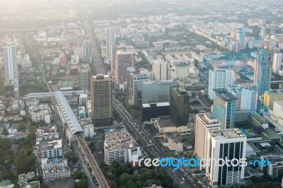 View Of Bangkok Cityscape, Bangkok The Capital City Of Thailand Stock Photo