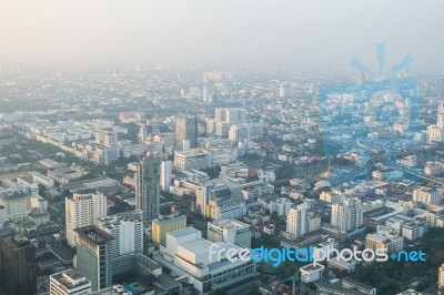 View Of Bangkok Cityscape, Bangkok The Capital City Of Thailand Stock Photo