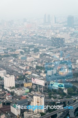 View Of Bangkok Cityscape, Bangkok The Capital City Of Thailand Stock Photo