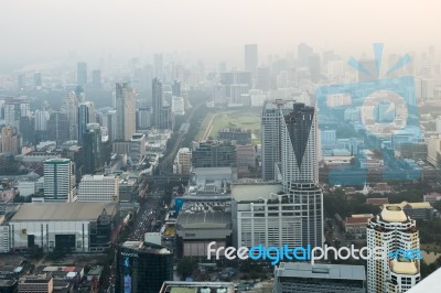 View Of Bangkok Cityscape, Bangkok The Capital City Of Thailand Stock Photo