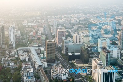 View Of Bangkok Cityscape, Bangkok The Capital City Of Thailand Stock Photo