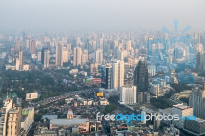 View Of Bangkok Cityscape, Bangkok The Capital City Of Thailand Stock Photo