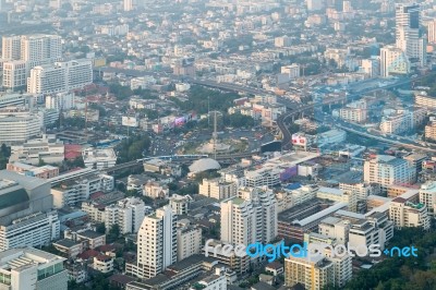 View Of Bangkok Cityscape, Bangkok The Capital City Of Thailand Stock Photo