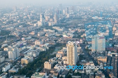 View Of Bangkok Cityscape, Bangkok The Capital City Of Thailand Stock Photo