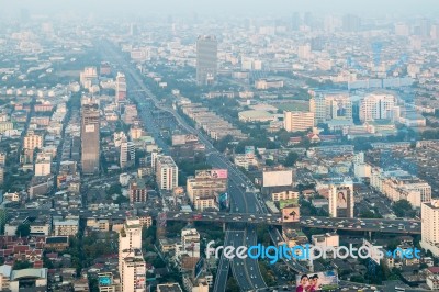 View Of Bangkok Cityscape, Bangkok The Capital City Of Thailand Stock Photo