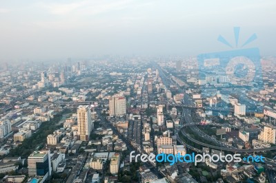 View Of Bangkok Cityscape, Bangkok The Capital City Of Thailand Stock Photo