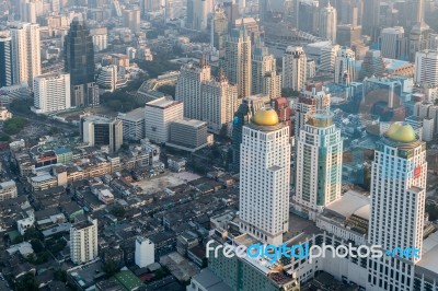 View Of Bangkok Cityscape, Bangkok The Capital City Of Thailand Stock Photo