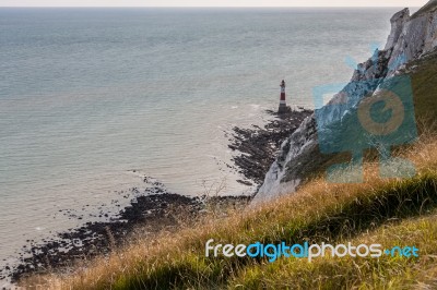 View Of Beachy Head Lighthouse Near Eastbourne Stock Photo