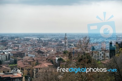 View Of Bergamo From Citta Alta Stock Photo