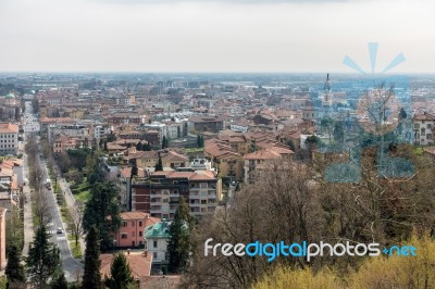 View Of Bergamo From Citta Alta Stock Photo