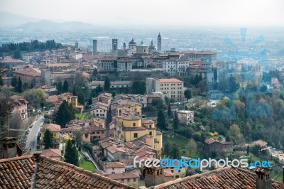 View Of Bergamo From Citta Alta Stock Photo