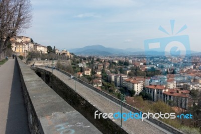 View Of Bergamo From Citta Alta Stock Photo