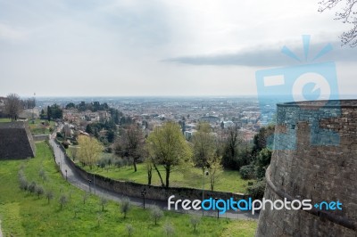 View Of Bergamo From Citta Alta Stock Photo