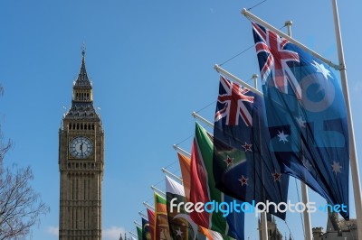 View Of Big Ben Across Parliament Square Stock Photo