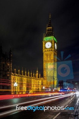 View Of Big Ben At Nighttime Stock Photo