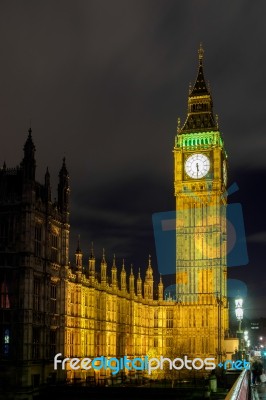 View Of Big Ben At Nighttime Stock Photo