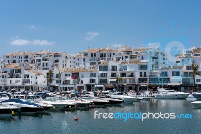 View Of Boats In The Harbour At Porto Banus Stock Photo