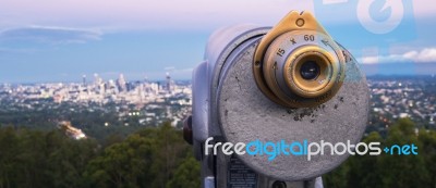 View Of Brisbane And Surrounding Suburbs From Mount Coot-tha During The Day Stock Photo