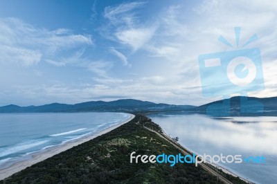 View Of Bruny Island Beach In The Afternoon Stock Photo