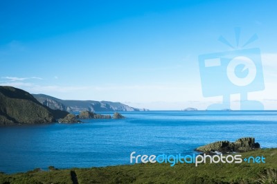 View Of Bruny Island Beach In The Late Afternoon Stock Photo