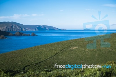 View Of Bruny Island Beach In The Late Afternoon Stock Photo