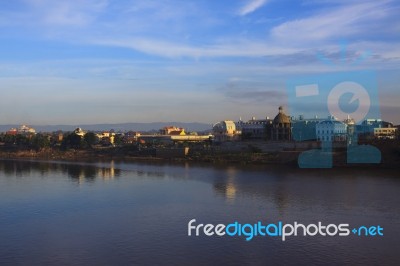 View Of Champasak City Southern Of Laos Stock Photo