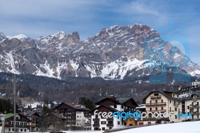 View Of Cortina D'ampezzo Province Of Belluno Italy Stock Photo