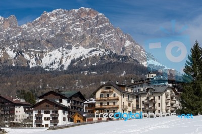 View Of Cortina D'ampezzo Province Of Belluno Italy Stock Photo