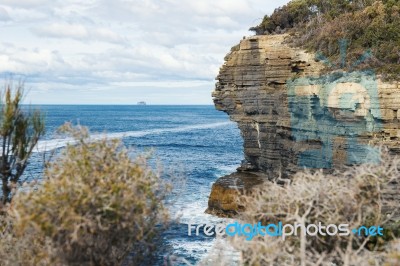 View Of Devils Kitchen Beach, Tasmania Stock Photo