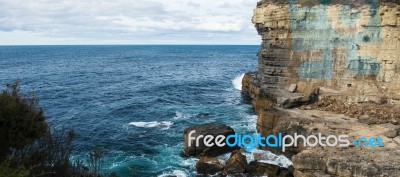 View Of Devils Kitchen Beach, Tasmania Stock Photo