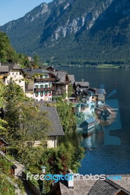 View Of Hallstatt From The Maria Hilf Pilgrimage Church Stock Photo