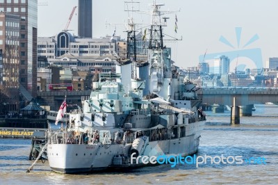 View Of Hms Belfast Stock Photo