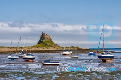 View Of Holy Isalnd Lindisfarne Stock Photo