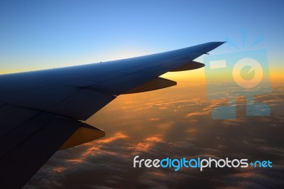 View Of Jet Plane Wing Stock Photo