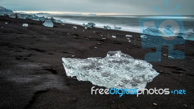 View Of Jokulsarlon Beach Stock Photo