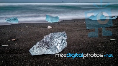 View Of Jokulsarlon Beach Stock Photo