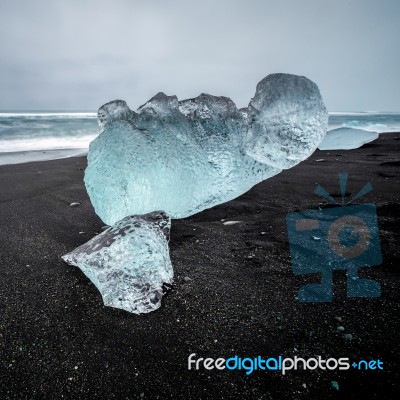 View Of Jokulsarlon Beach Stock Photo