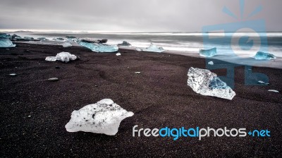 View Of Jokulsarlon Beach Stock Photo