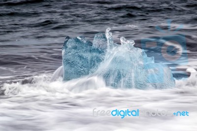 View Of Jokulsarlon Beach Stock Photo