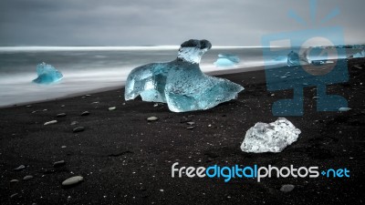 View Of Jokulsarlon Beach Stock Photo