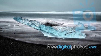 View Of Jokulsarlon Beach Stock Photo