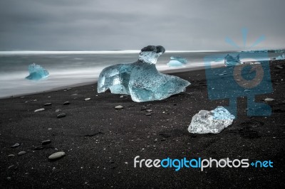 View Of Jokulsarlon Beach Stock Photo