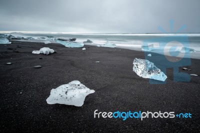 View Of Jokulsarlon Beach Stock Photo