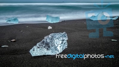 View Of Jokulsarlon Beach Stock Photo