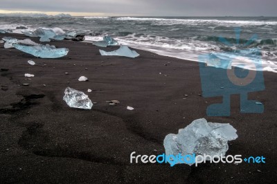 View Of Jokulsarlon Beach Stock Photo