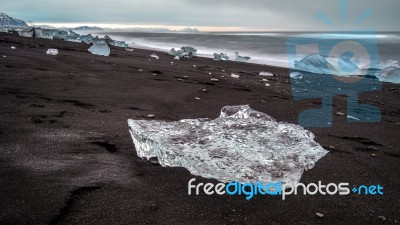 View Of Jokulsarlon Beach Stock Photo